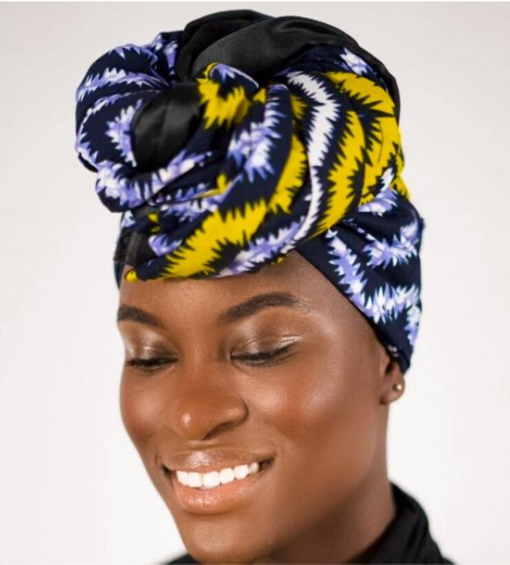 GEGE AFRICAN PRINT SATIN LINED HEADWRAP - ZifasBoutique