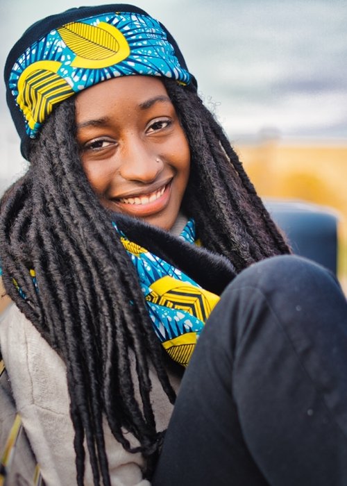KISI UNISEX BEANIE WITH AFRICAN PRINT TRIMMING - ZifasBoutique