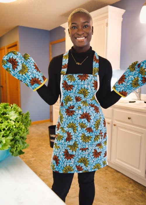 LALA AFRICAN PRINT APRON & GLOVE - ZifasBoutique
