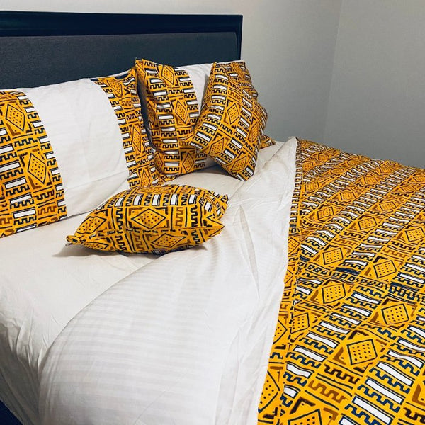 African Print Single Duvet Set with contrasting piped edge, African print bedding, Ankara Duvet sold Cover, African Comforter,