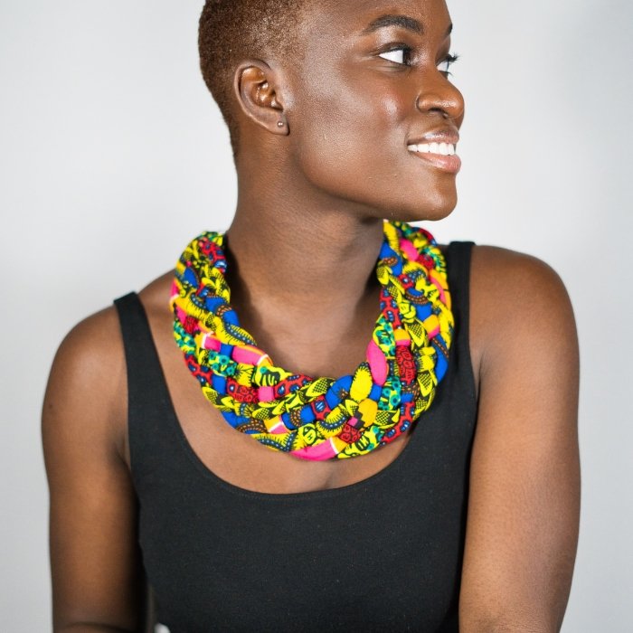 UZO AFRICAN PRINT BRAIDED NECKLACE - ZifasBoutique